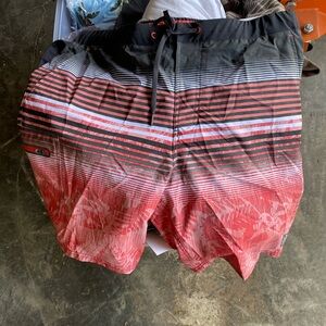 ZeroXposur Red and Black Board Shorts Swimwear